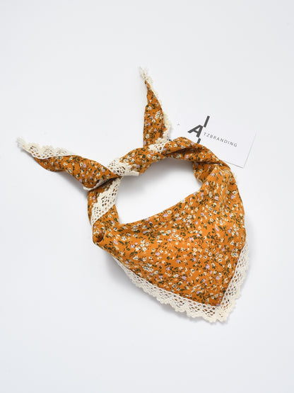 Scarvii - Ditsy Floral Lace Trim Triangle Scarf