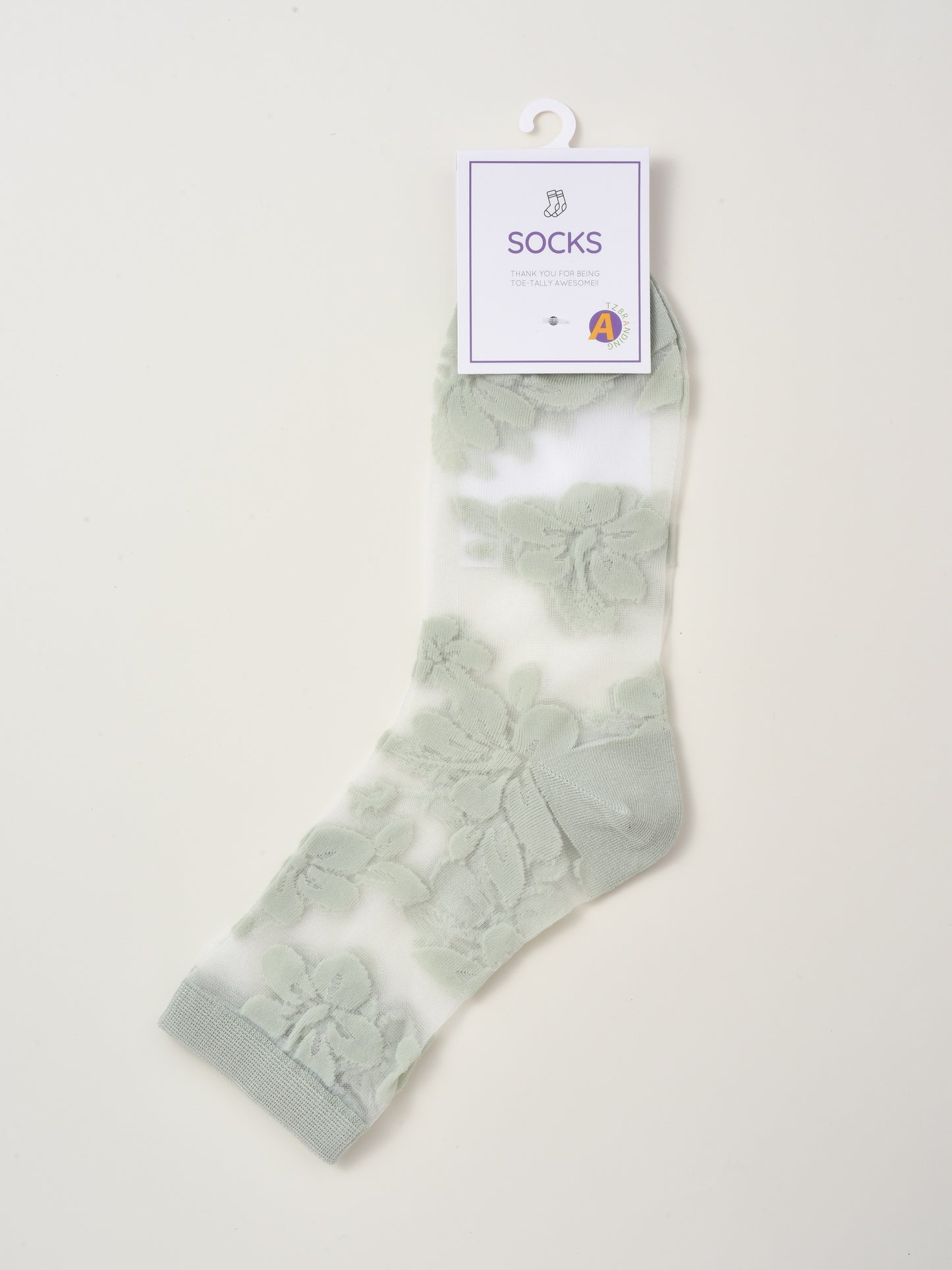 Rufia - Delicate Floral Tulle Crew Sheer Socks