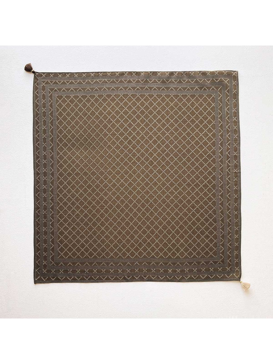 Scarvii - Retro Dot Diamond Grid Pattern Square Scarf