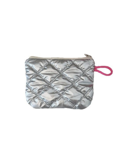 Cosbai - Silver & Pink Coin Purse with Heart Pattern