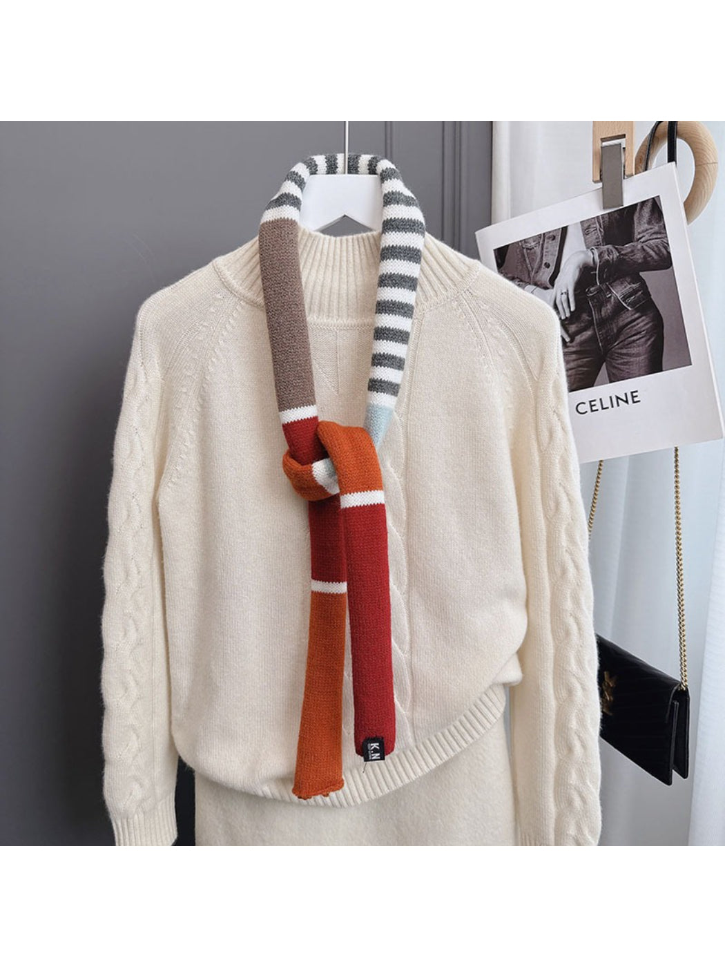 Scarvii - Soft Colorblock Striped Knit Scarf