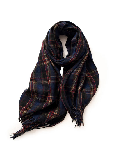 Scarvii - Classic Checked Fringed Winter Scarf