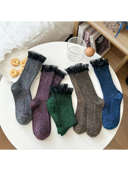 Rufia ruffle cuff crew socks in five colors
