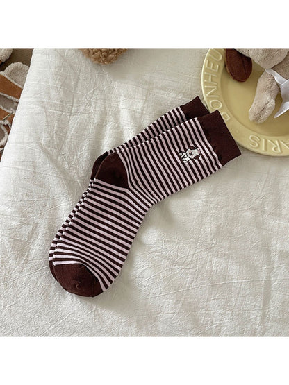 Rufia - Puppy Striped Crew Socks