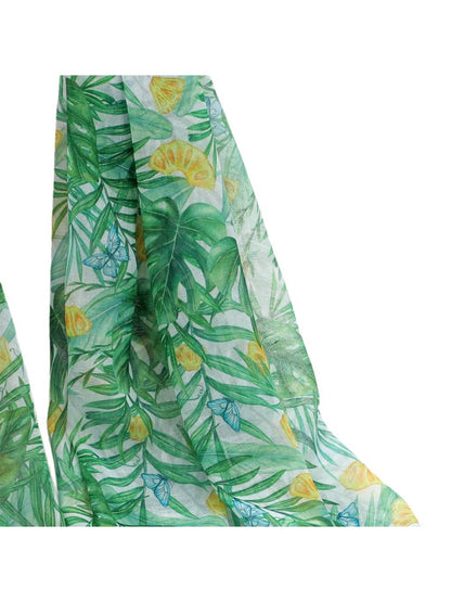 Scarvii - Green Tropical Leaf Print Scarf
