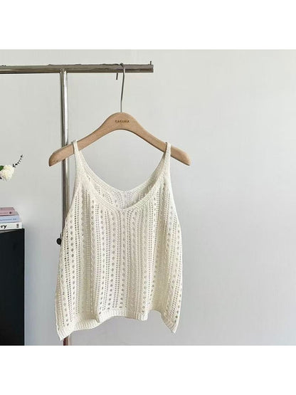 Crosa - Cute Loose Fit Solid Color Knit Vest