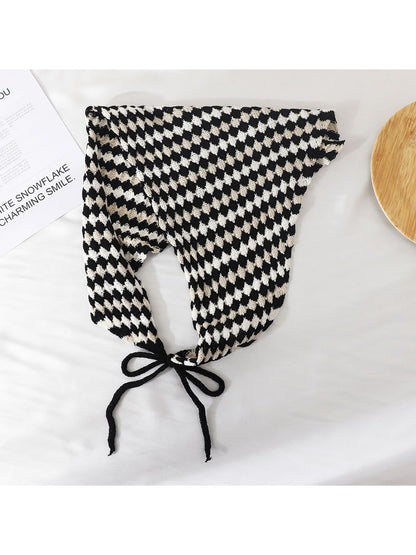Scarvii - Contrast Stripe Knit Triangle Bandana