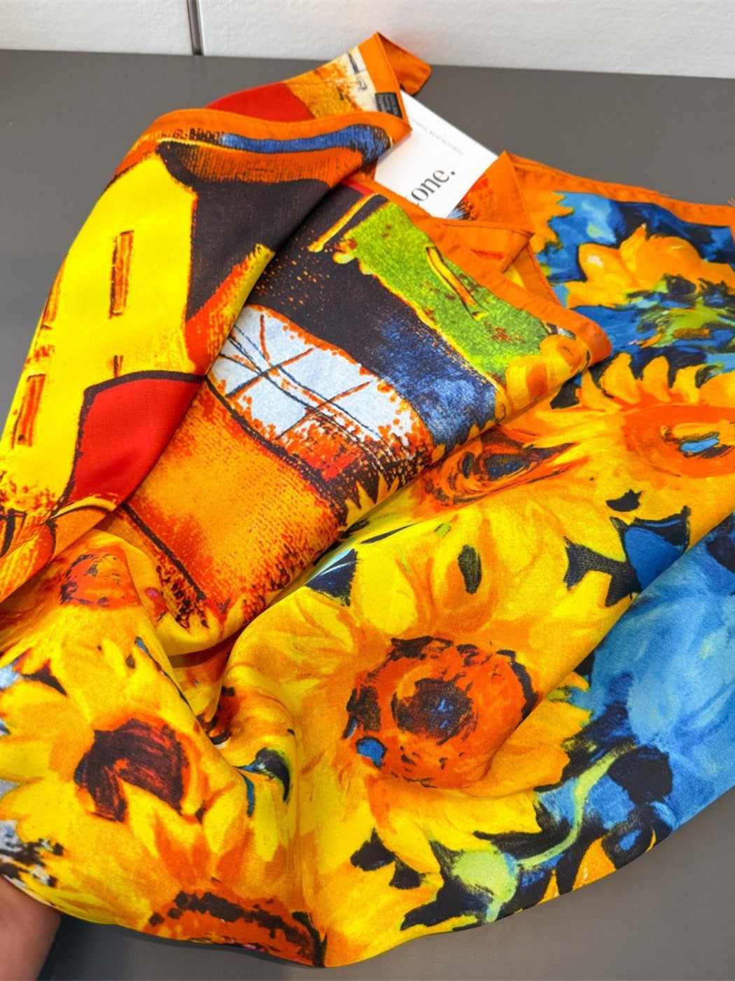 Scarvii - Square Scarf with Sunflower Pattern – Bright & Cheerful