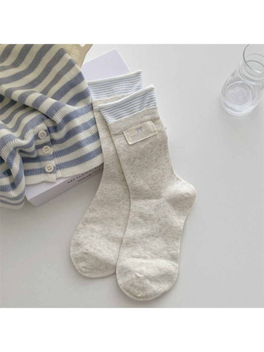 Rufia - Stripe Cuff Foldover Crew Socks