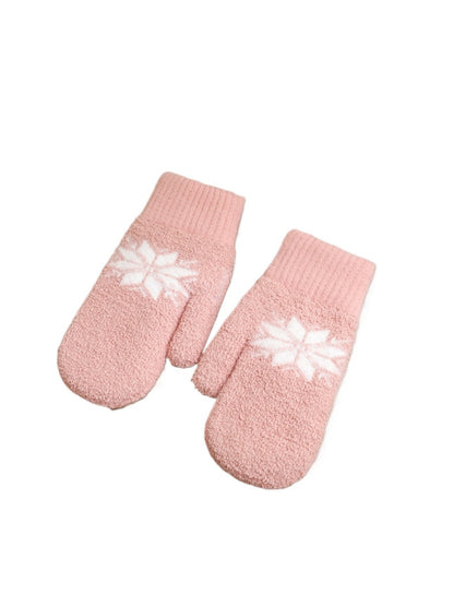 Gloving - Women's Winter Plush Mittens with Snowflake