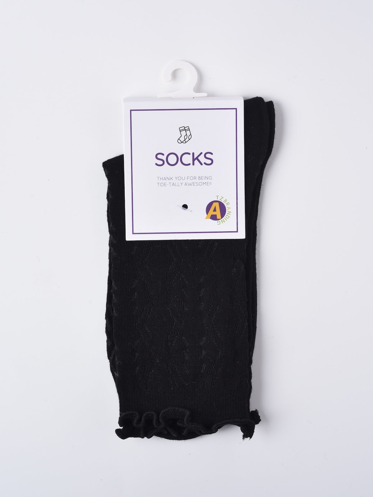 Rufia - Solid Color Picot-Edge Ankle Socks