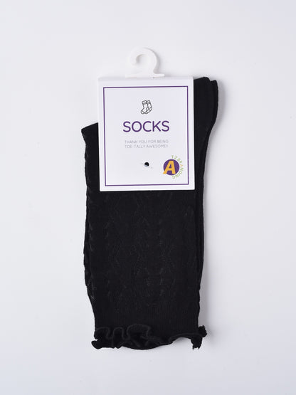 Rufia - Solid Color Picot-Edge Ankle Socks