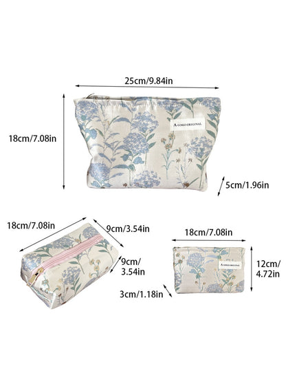 Cosbai - Floral Embroidery Cosmetic Organizer Bag