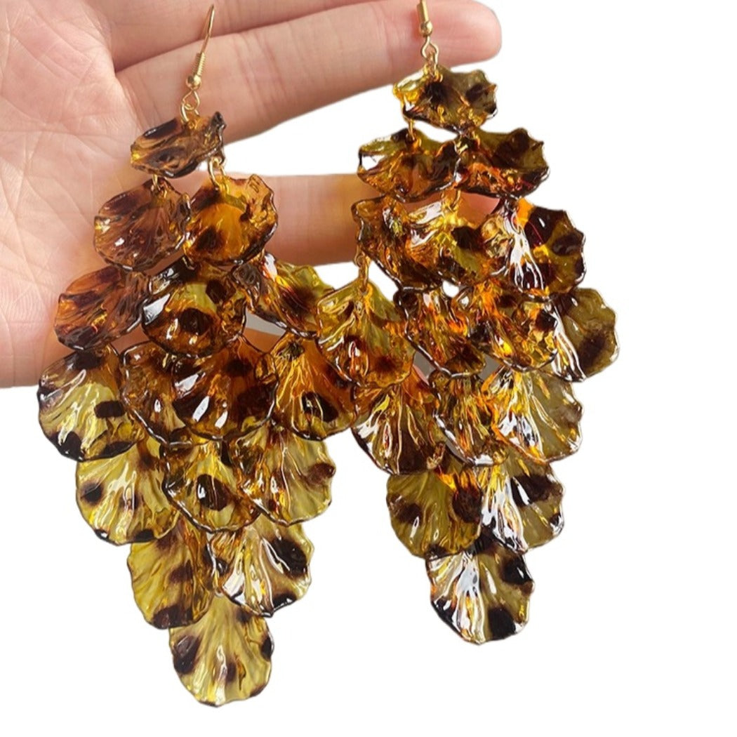 Earwish - Brown Leopard Print Fringe Earrings - Bold & Chic