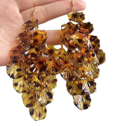 Earwish - Brown Leopard Print Fringe Earrings - Bold & Chic