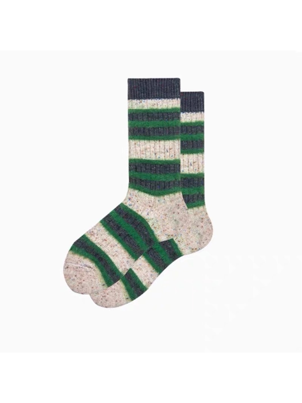 Rufia - Striped Contrast Trim Casual Crew Socks