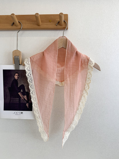 Scarvii - Lace Trim Crinkle Neck Scarf