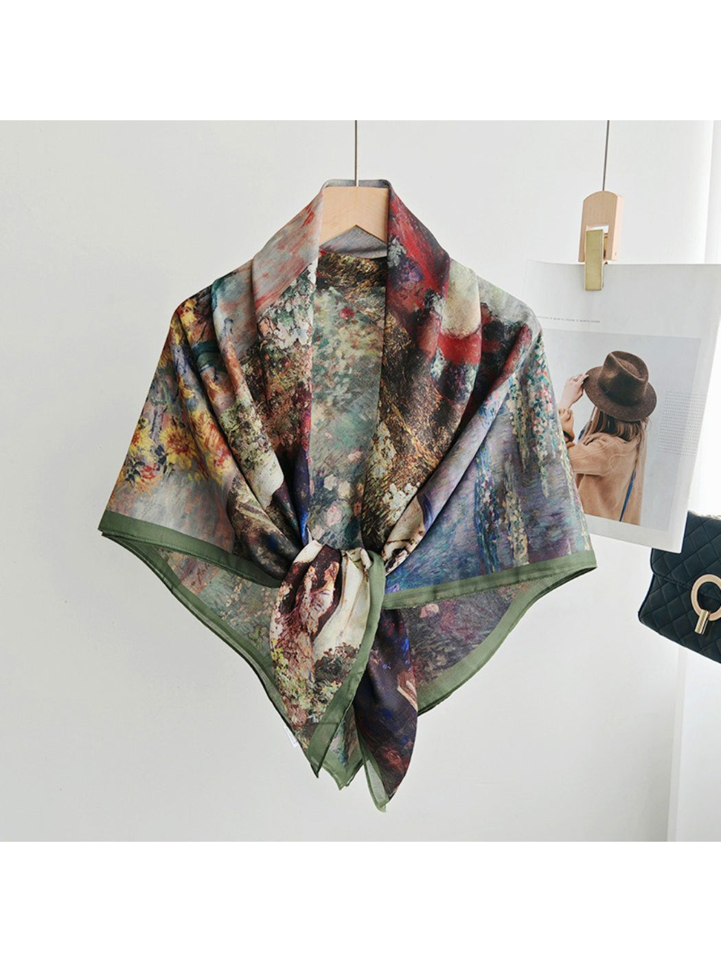 Scarvii Painterly Landscape Collage Square Scarf