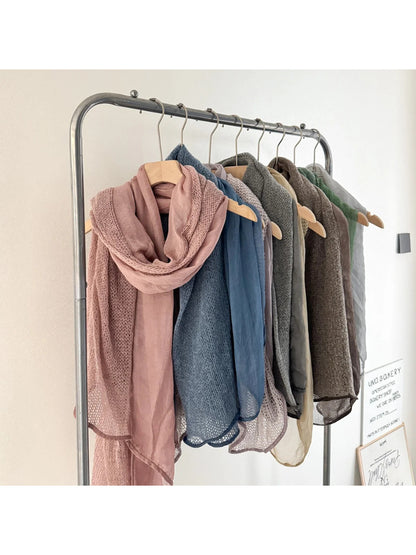 Scarvii - Airy Knit Panel Lightweight Scarf