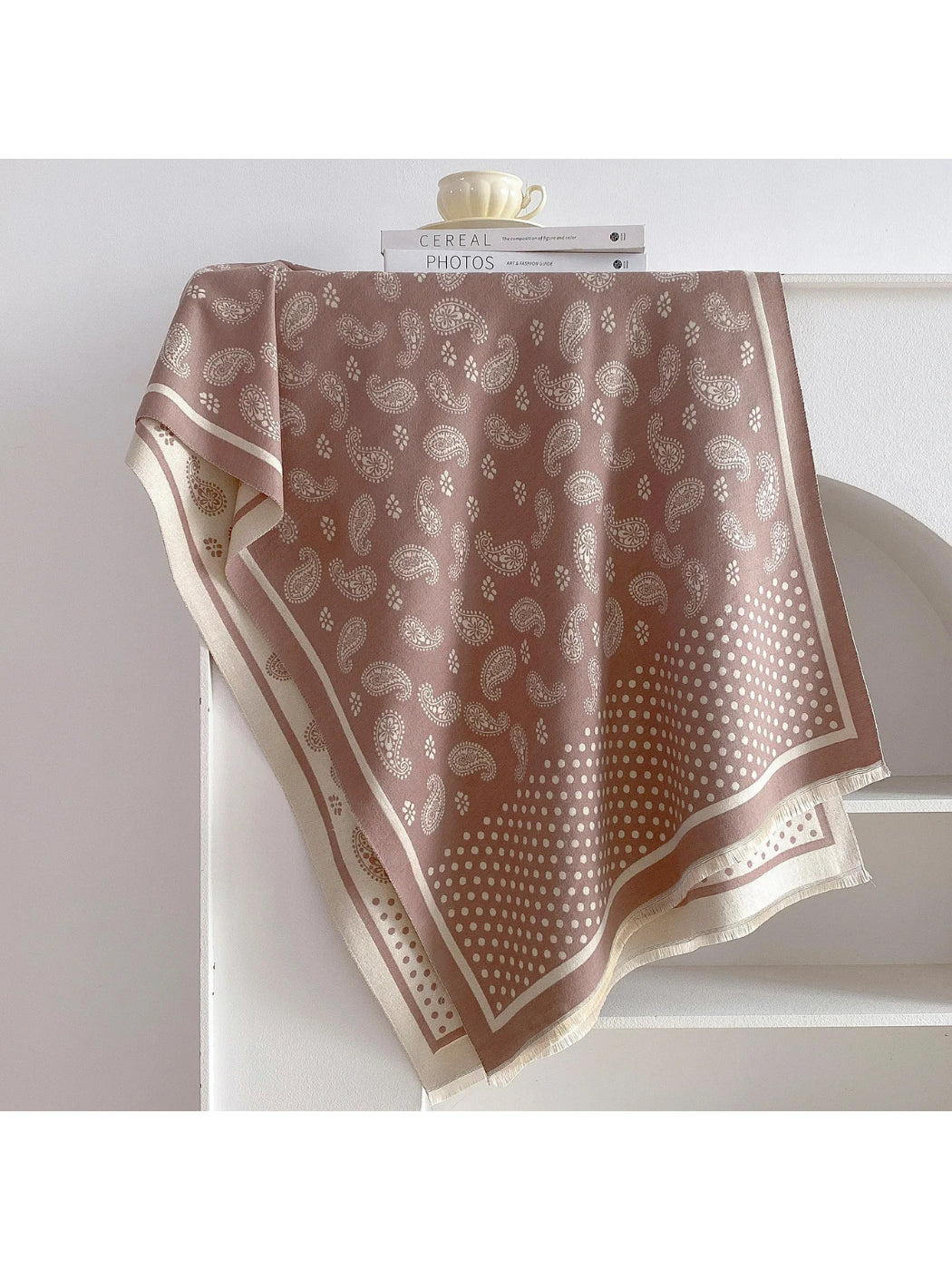 Scarvii - Paisley and Polka Dot Fringe Scarf
