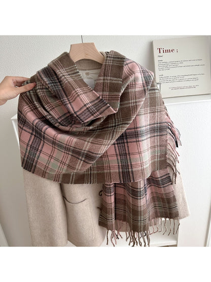 Scarvii - Classic Multicolor Plaid Fringed Winter Scarf