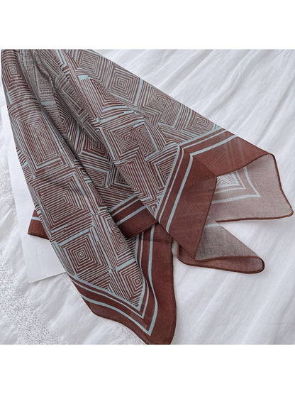 Scarvii - Geometric Print Lightweight Square Scarf