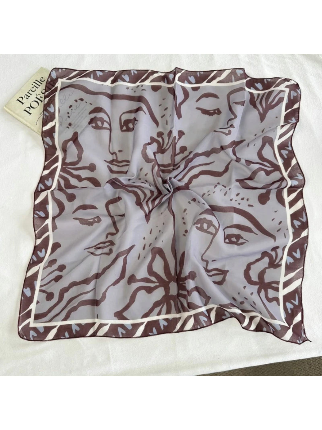 Scarvii - Abstract Line Art Sheer Square Scarf
