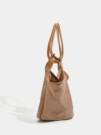 Cosbai - Boho Brown Woven Large Capacity Single-shoulder Bag