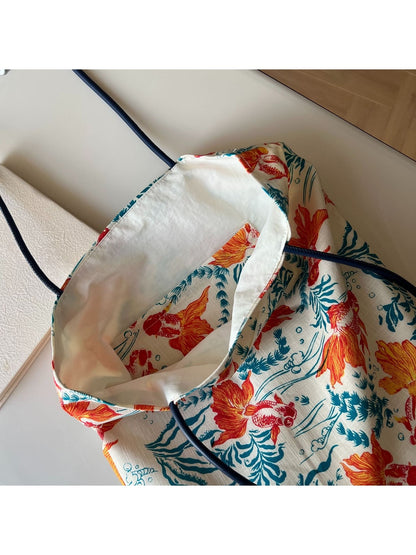 Cosbai - Ethnic Print Vertical Tote Bag
