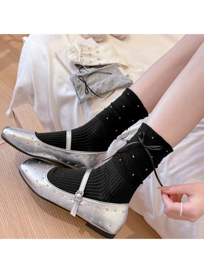 Rufia - Polka Dot Bow Detail Crew Socks