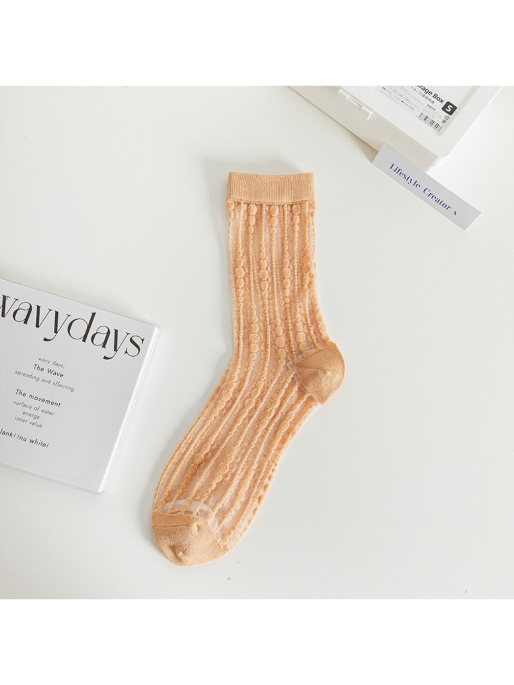 Rufia - Sheer Dot Stripe Mesh Socks