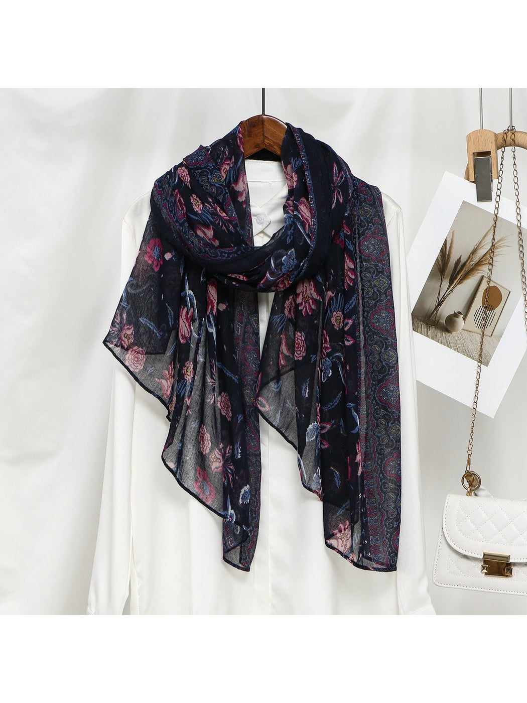 Scarvii - Floral Pattern Lightweight Wrap Scarf