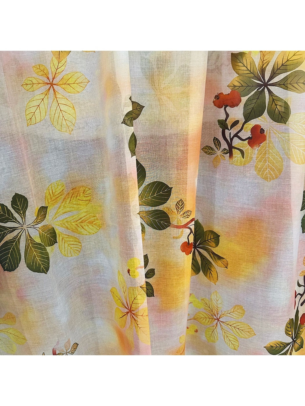 Scarvii - Gradient Yellow Botanical Print Square Scarf