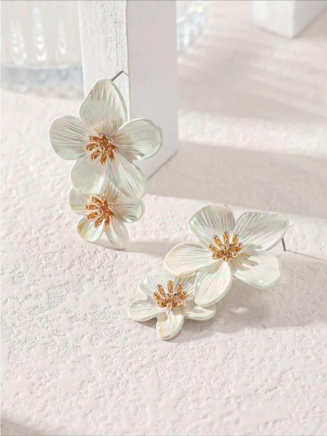 Earwish - Double Layer Flower Ear Studs - Minimalist & Elegant