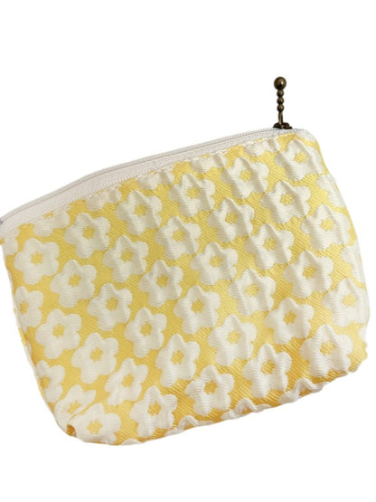 Cosbai - Floral Print Pouch Bag with Zipper - Practical & Lovely