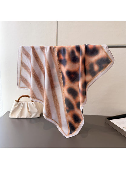Scarvii - Animal Print Stripe Square Scarf