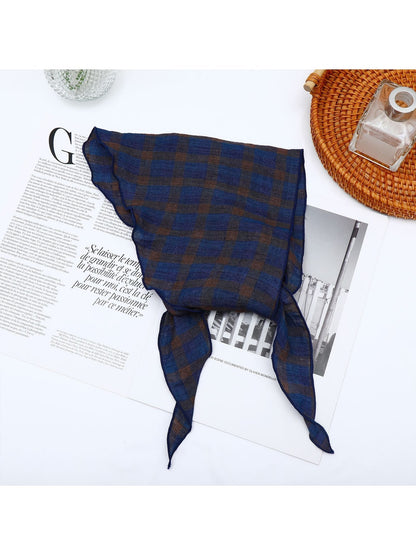Scarvii - Retro Plaid Lightweight Triangle Bandana