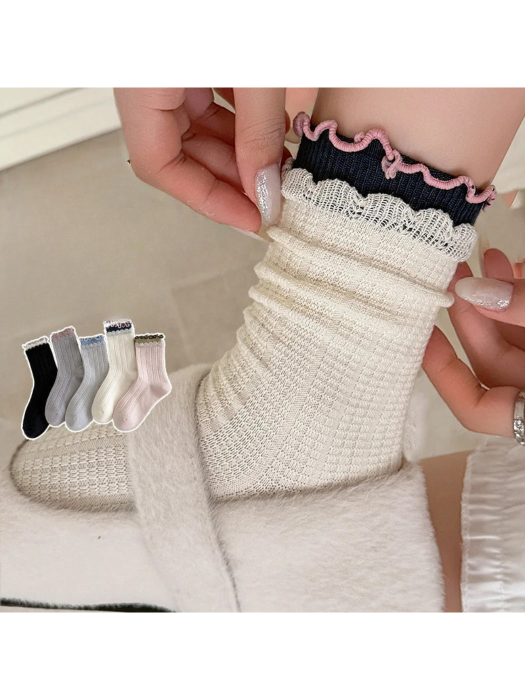 Rufia - Ribbed Layered-Ruffle Crew Socks