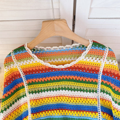 Crosa - Vintage Rainbow Open-Knit Sweater