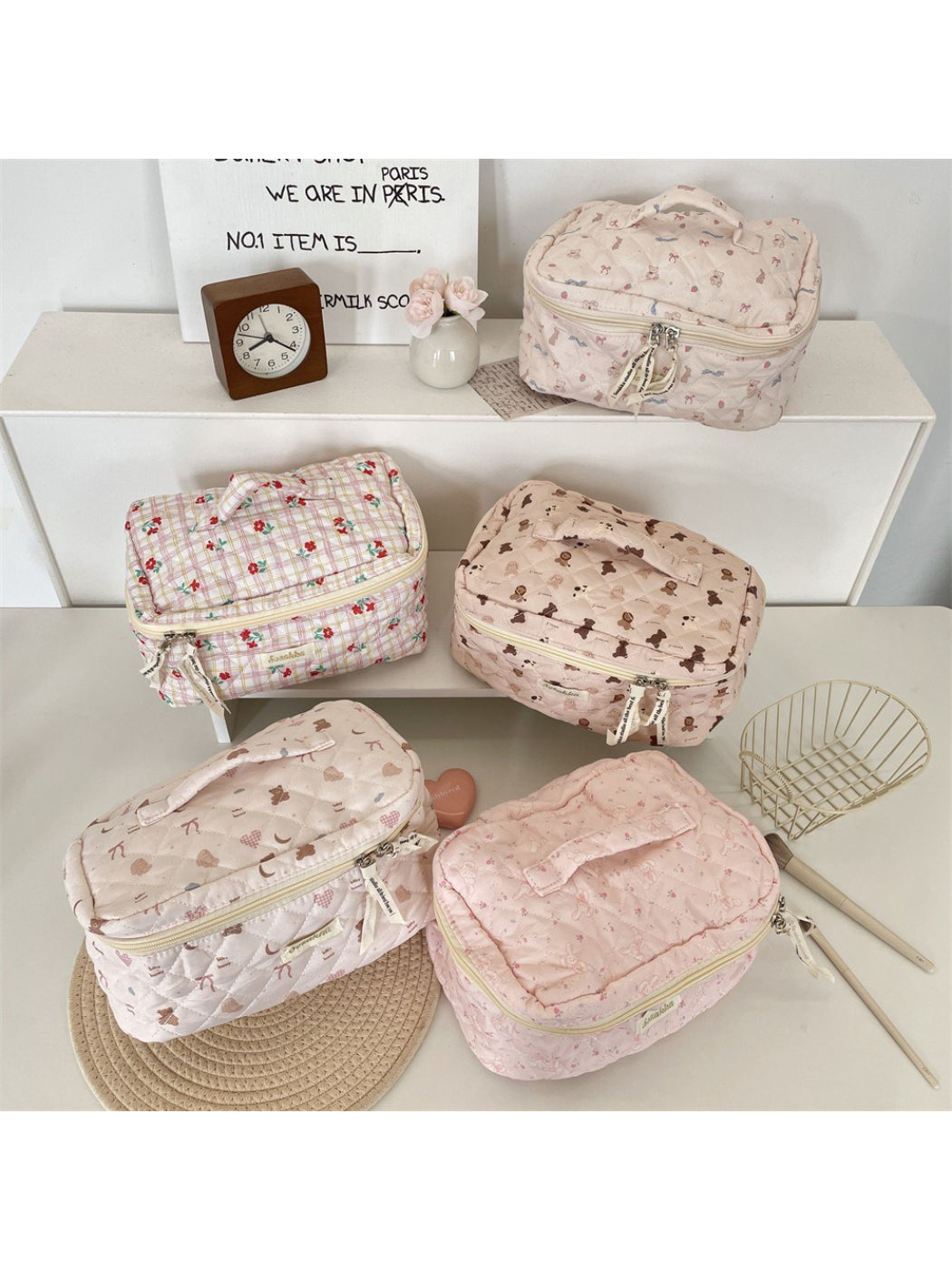 Cosbai - Quilted Travel Makeup Bag
