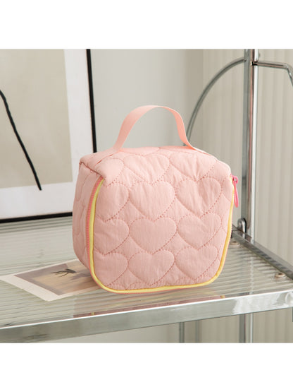 Cosbai - Heart Quilted Zipper Cosmetic Organizer Bag