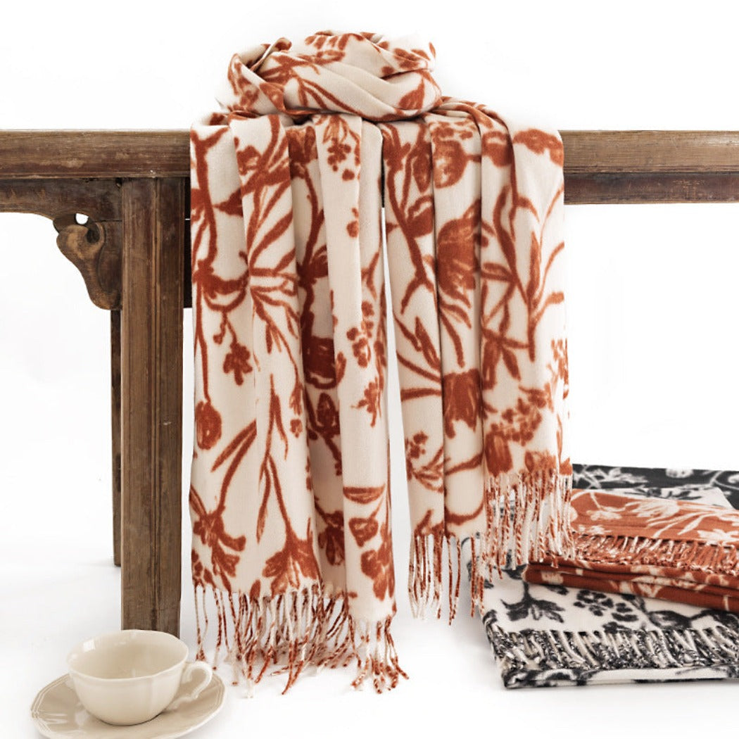 Scarvii - Floral Fringe Winter Scarf