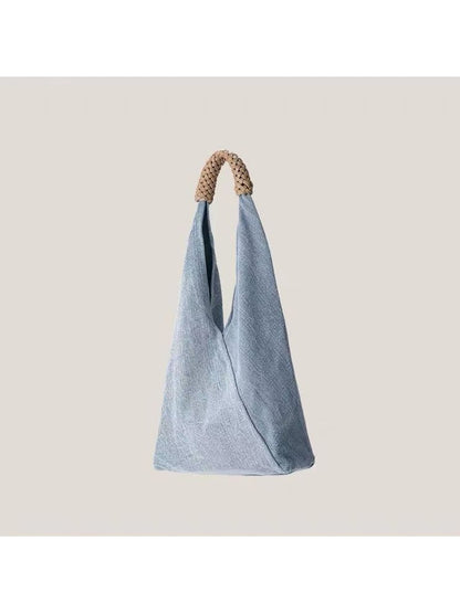 Cosbai - Simple Denim Style Shoulder Tote Bag
