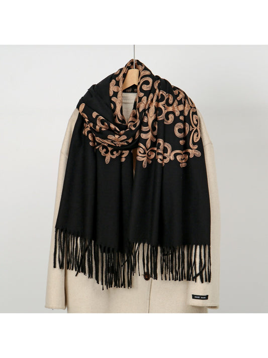 Scarvii - Embroidered Tassel Winter Scarf
