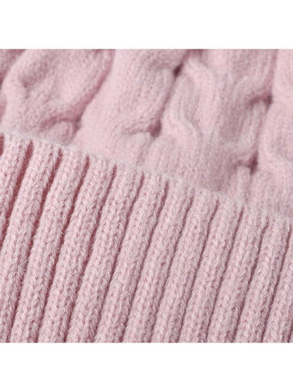 Haila - Plush Lined Cable Knit Pom Beanie