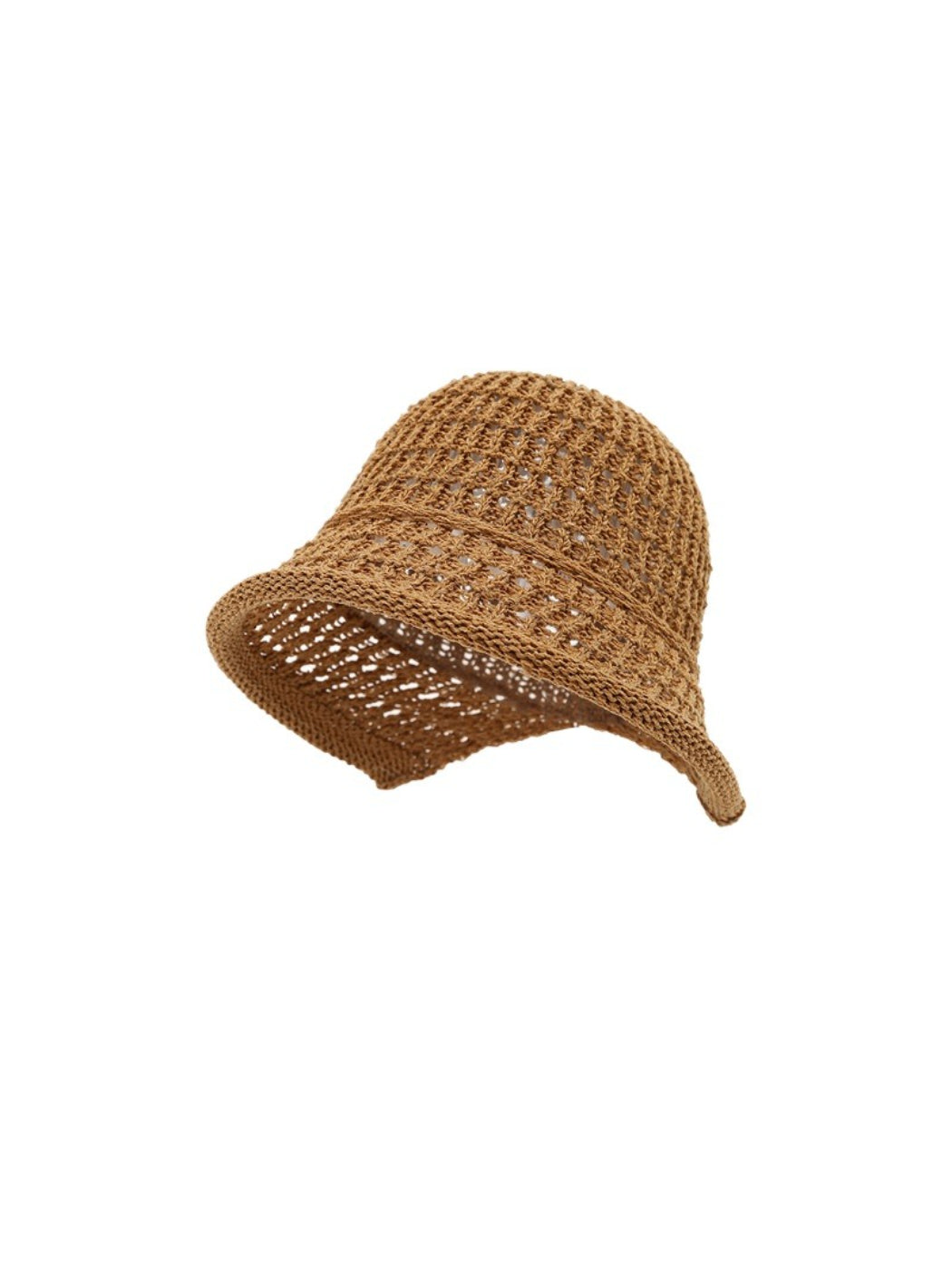 Haila open knit woven bucket hat worn on a mannequin head