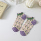 Rufia - Diamond Pattern Floral Ankle Socks
