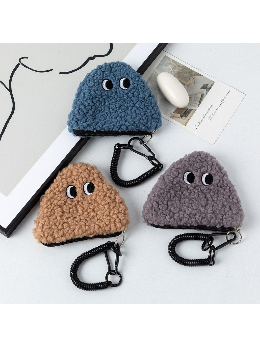 Cosbai - Cute Cartoon Plush Triangle Zipper Coin Purse