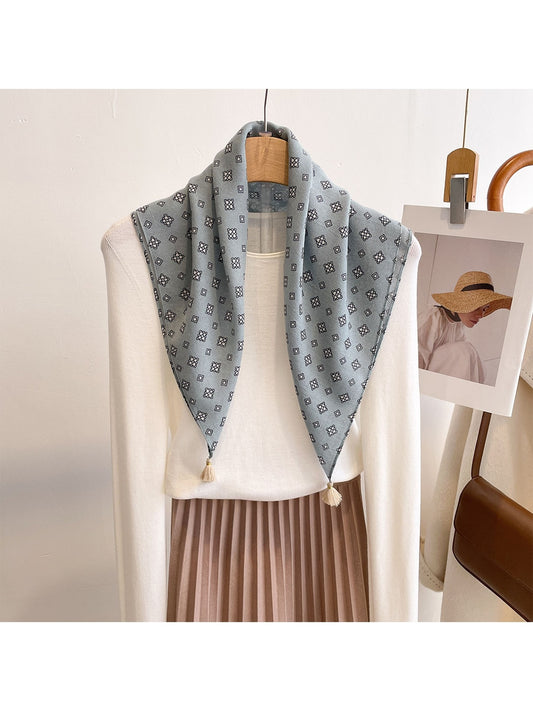 Scarvii - Tassel Corner Geometric Pattern Square Scarf