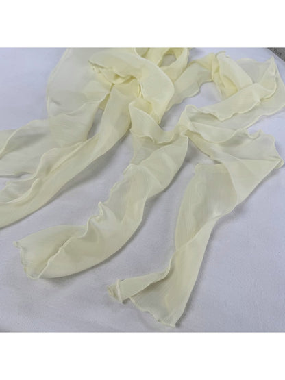 Scarvii - Slim Ruffle Edge Decorative Long Scarf